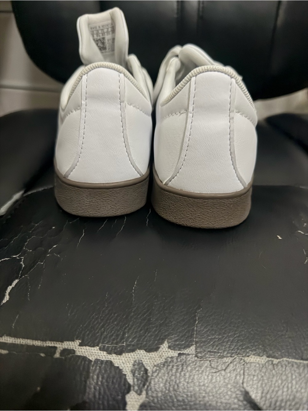 adidas White Sneakers with Black Stripes and Brown Sole - Picture 4 of 5